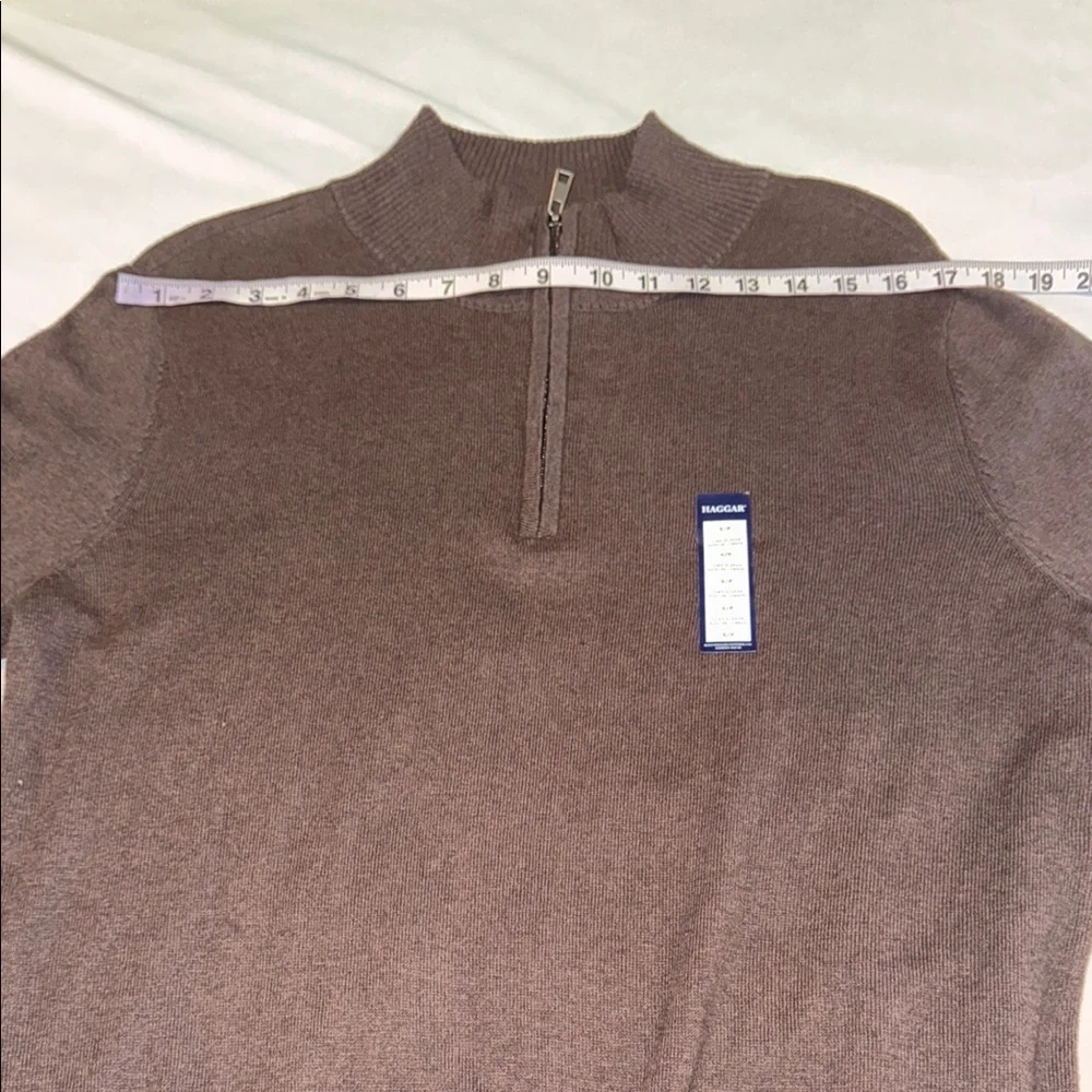 Haggar Cashmere Sweater cotton Brown Zip Up Classic Knit Men's Size S - Picture 4 of 10